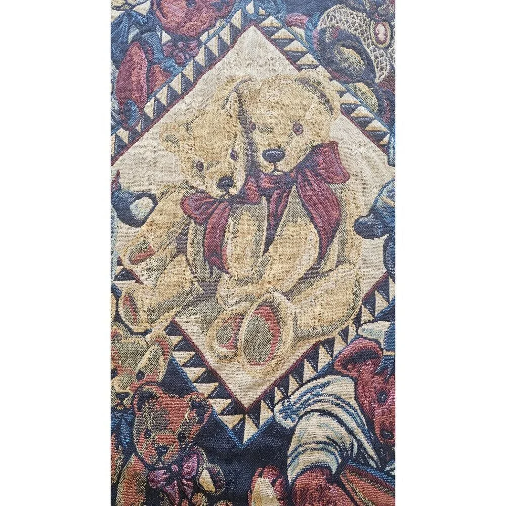 Vintage Teddy Bear Heavy Knit Throw Blanket 43